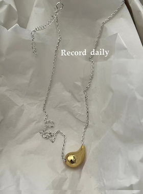 吾小历同款简约时髦金色水滴项链