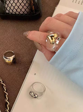 欧阳同款小众时尚朋克视觉系戒指女轻奢高级感甜酷爱心指环戒子潮