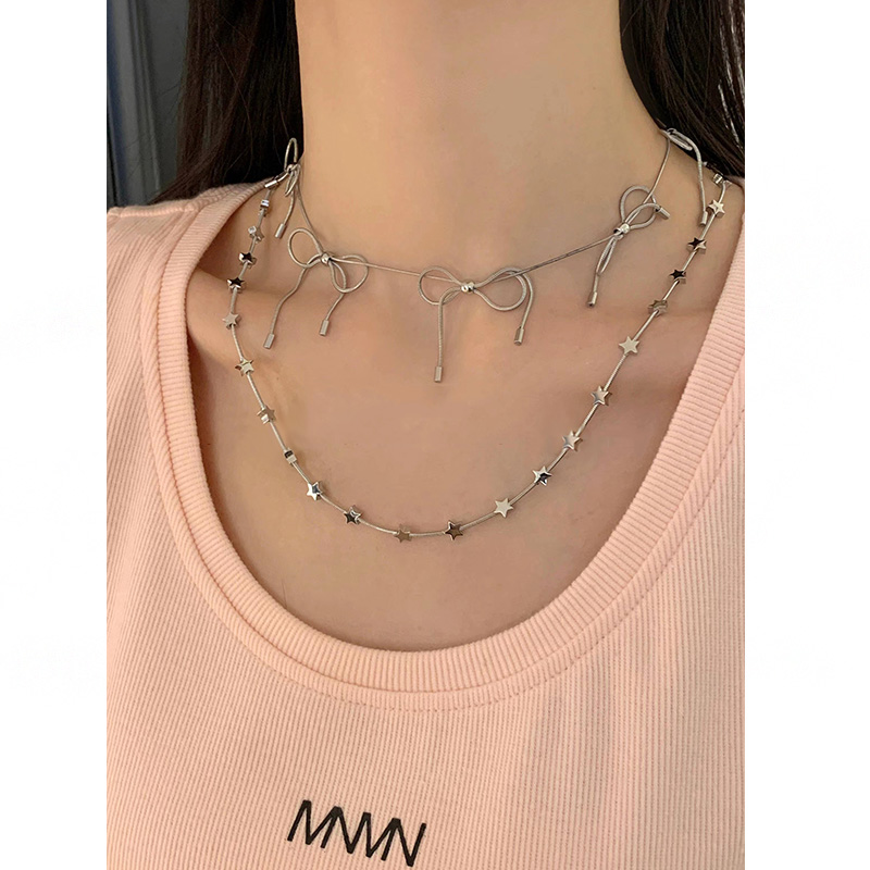 MONA张绮贤同款蝴蝶结星星项链