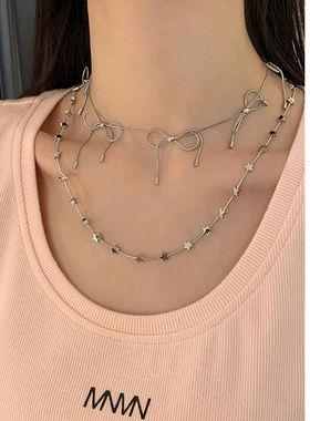 MONA张绮贤同款蝴蝶结星星项链