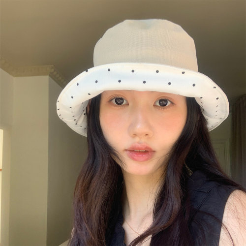 波点艺术感翻边渔夫帽夏季新款女