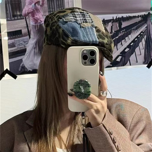 复古辣妹补丁贴布豹纹前进帽大头