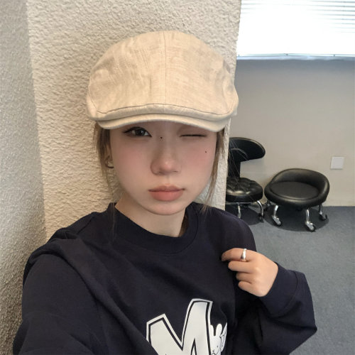 基础百搭不挑人亚麻软顶前进帽春