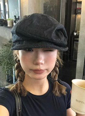 【低调且时髦】小众不规则褶皱设计牛仔贝雷帽百搭显脸小画家帽潮