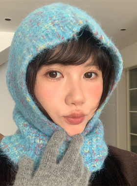 韩版彩点混色巴拉克拉法帽围脖帽