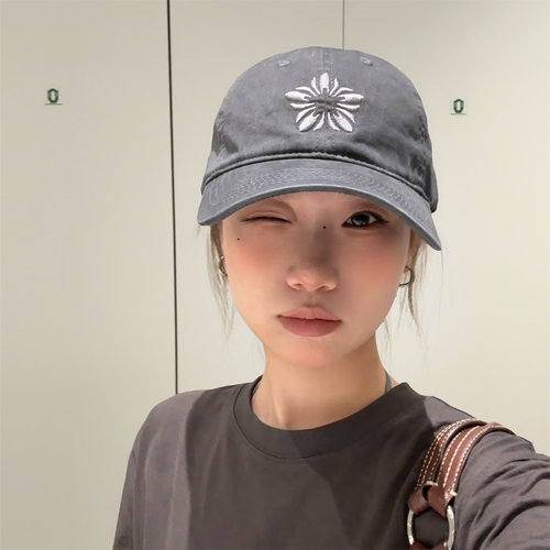张元英同款太阳花刺绣软顶棒球帽