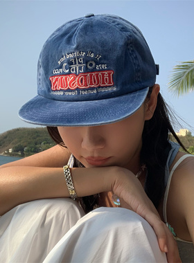 ins博主同款做旧水洗棉平檐帽潮