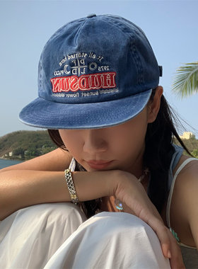 ins博主同款做旧水洗棉平檐帽潮