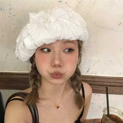 纯欲泡泡纱设计云朵帽大版显脸小