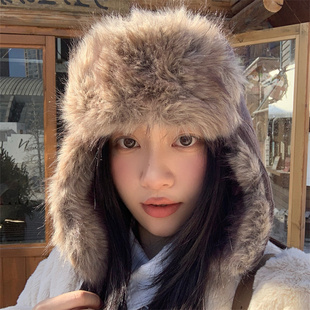 【旅拍贼出片】复古灯芯绒护耳保暖雷锋帽毛绒氛围感防寒东北帽子