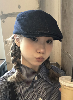 【复古牛仔】日系经典百搭款藏蓝色前进帽好版型显脸小软顶鸭舌帽