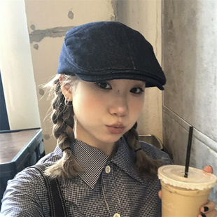 【复古牛仔】日系经典百搭款藏蓝色前进帽好版型显脸小软顶鸭舌帽