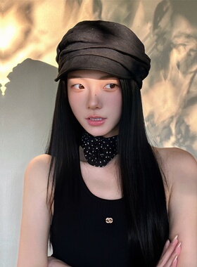 【山本耀司风】薄款透气水洗亚麻褶皱设计八角帽气质显脸小马术帽