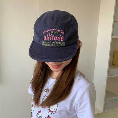 美式复古软顶平檐帽百搭藏青色潮