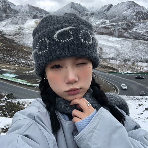 个性小圈圈手工毛线钩针毛线帽潮