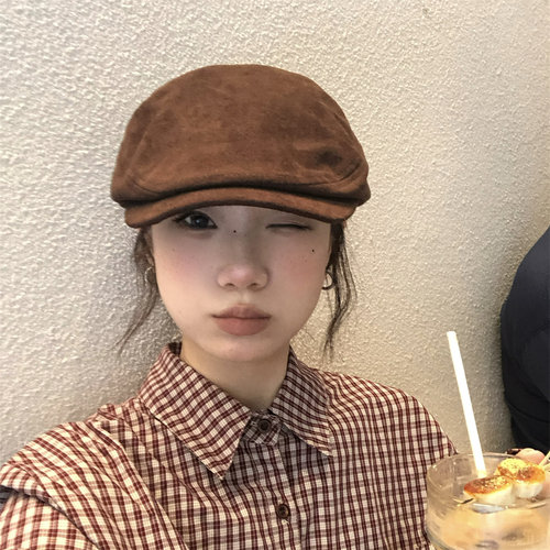 秋冬美拉德咖色软顶前进帽百搭潮
