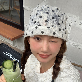 【夏日空气感】日系小众设计蕾丝波点花朵帽轻薄款透气甜美冷帽潮