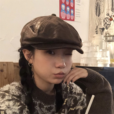 小众设计PU软皮质八角帽前进帽潮