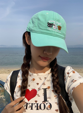 百搭显脸小红色鸭舌帽可爱动物