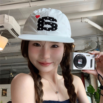 波点字母a软顶平檐帽红色爱心款