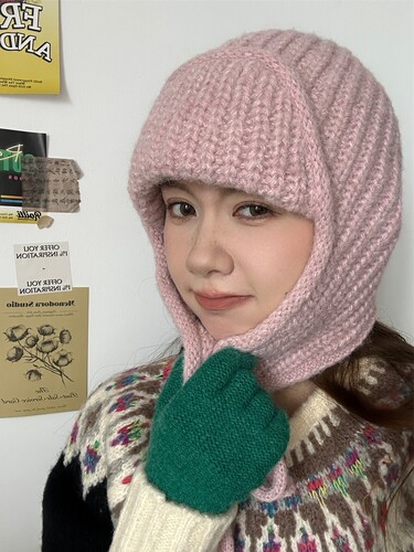 日系甜妹可爱淡粉色护耳雷锋帽女