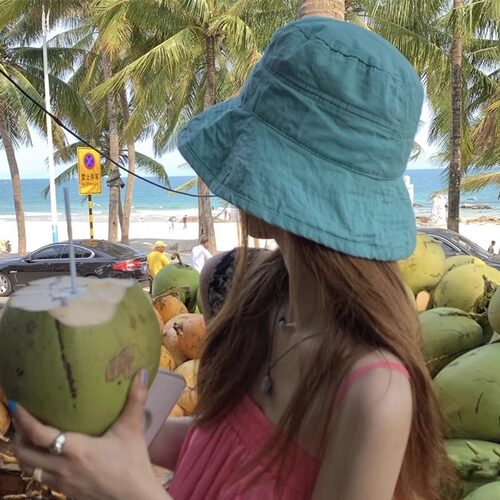 浅春系显白薄荷绿速干渔夫帽薄款