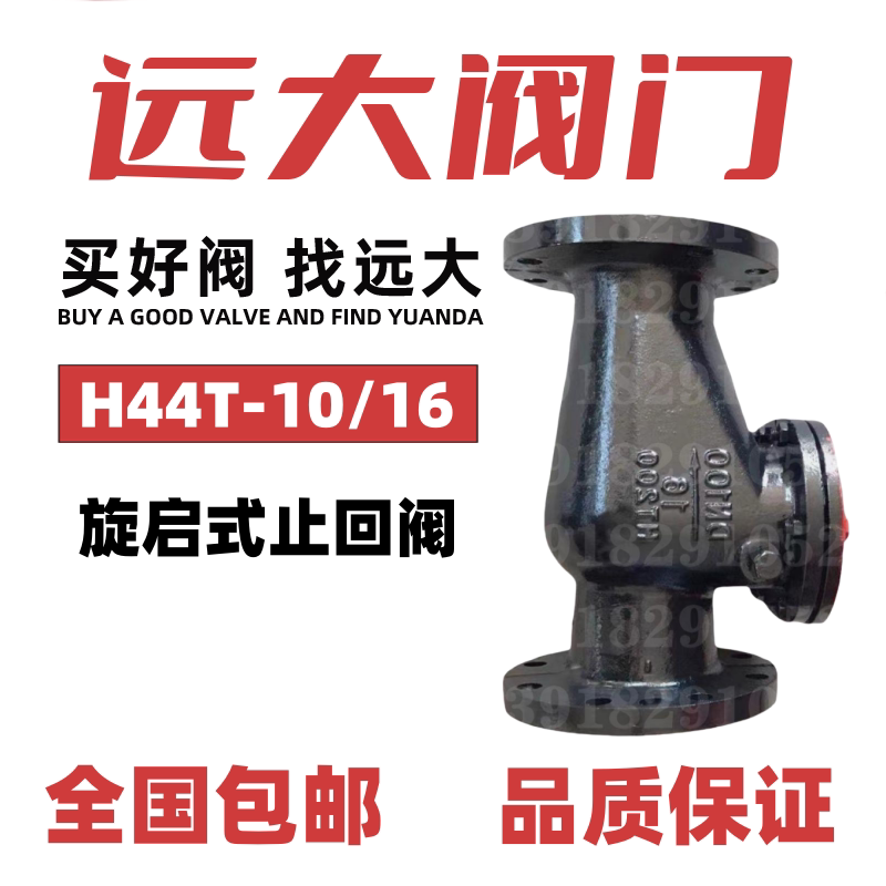 远大阀门旋启式止回阀H44T铸铁法兰铁铜芯排污逆止单向卧式DN100图片
