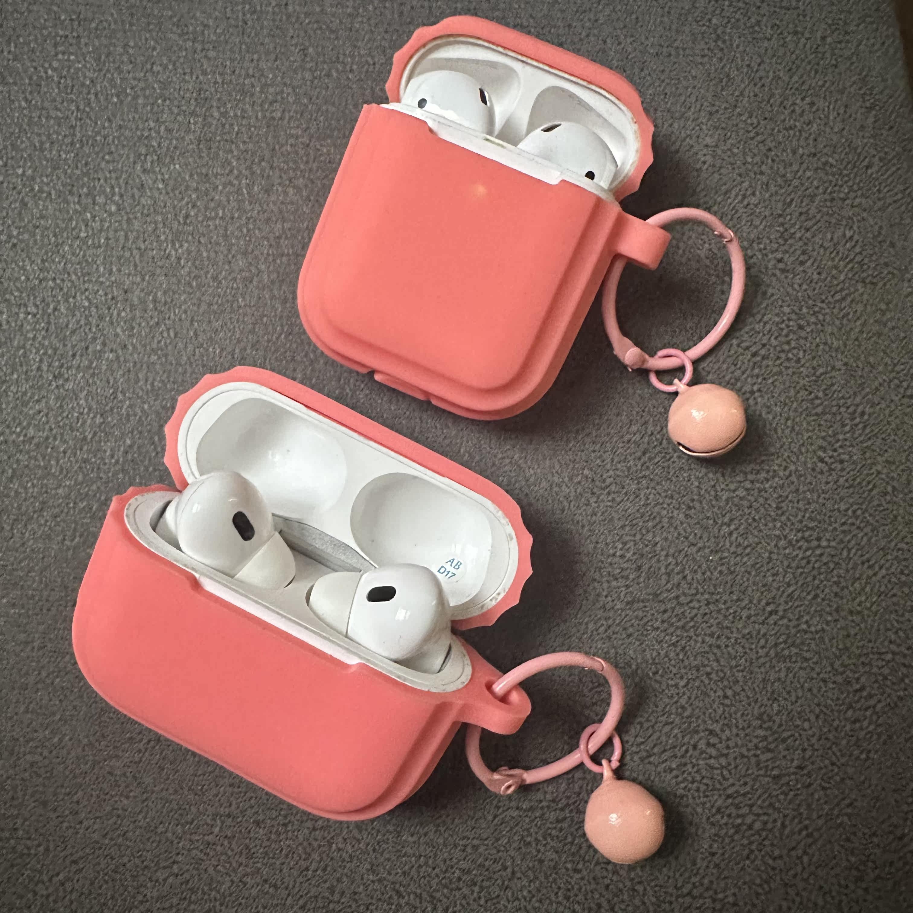 高级感珊瑚粉硅胶软壳适用于AirPodsPro2保护套AirPods1/2代无线蓝牙耳机壳AirPods3苹果耳机保护套AirPods3