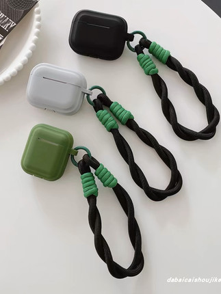 黑灰绿高级感硅胶液态软壳适用于AirPodsPro2保护套AirPods1/2/3/4代耳机壳耳机保护套华强北五代保护套