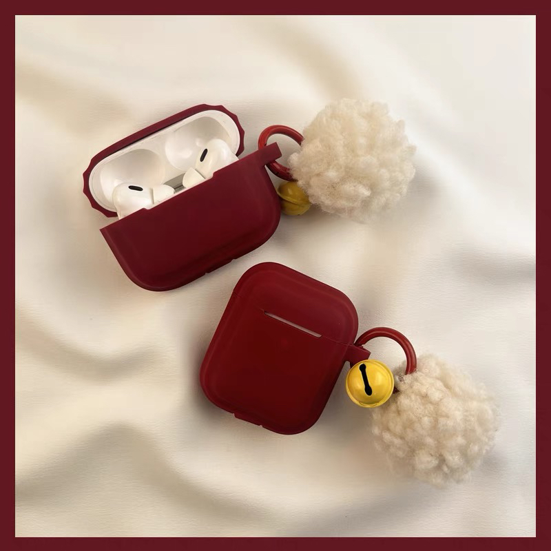 复古红色ins简约适用于AirPodsPro2保护套AirPods1/2/3/4代无线蓝牙耳机壳AirPods3壳