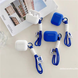 白色蓝色高级感硅胶软壳适用于AirPodsPro2保护套AirPods1/2/3/4代耳机壳AirPods耳机保护套华强北五代保护套