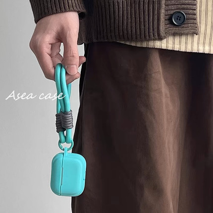 薄荷绿高级感硅胶液态软壳适用于AirPodsPro2保护套AirPods1/2/3/4代耳机壳耳机保护套华强北五代保护套