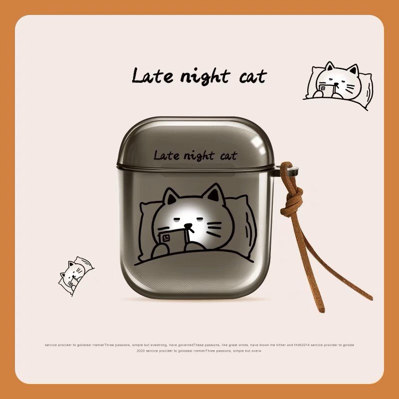 透黑熬夜猫软壳适用于airpodspro2保护套airpods3代保护壳3代苹果无线蓝牙耳机airpods3airpods1/2代耳机壳潮,3C数码配件,耳机保护套,淘宝优惠券,粉丝福利购,淘宝优惠卷