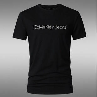 夏季新款ck短袖t恤男士圆领修身纯棉loog印花男装大码半袖打底衫