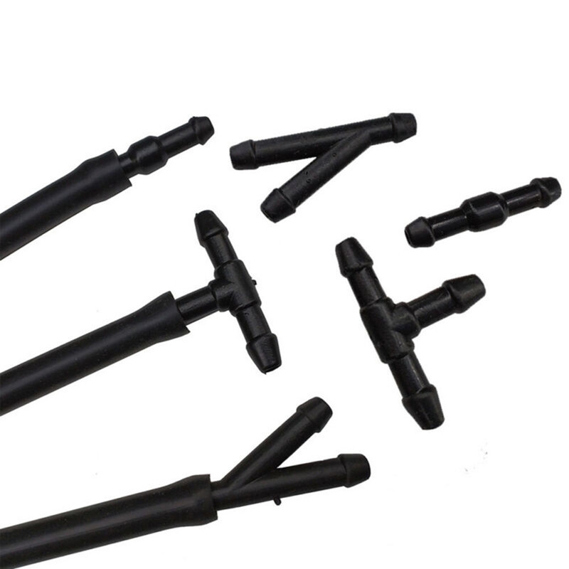 通用喷水嘴连接水管黑色橡胶软管三通汽车雨刮喷水管玻璃塑料白管