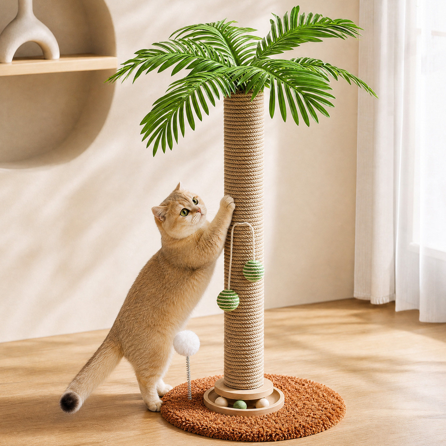 椰子树猫抓柱剑麻猫爬柱猫树立式猫抓板耐磨不掉屑自嗨猫玩具用品