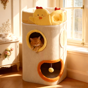 猫窝冬加厚封闭式冬用保暖多层猫爬架猫抓板上下两层猫咪新型猫屋