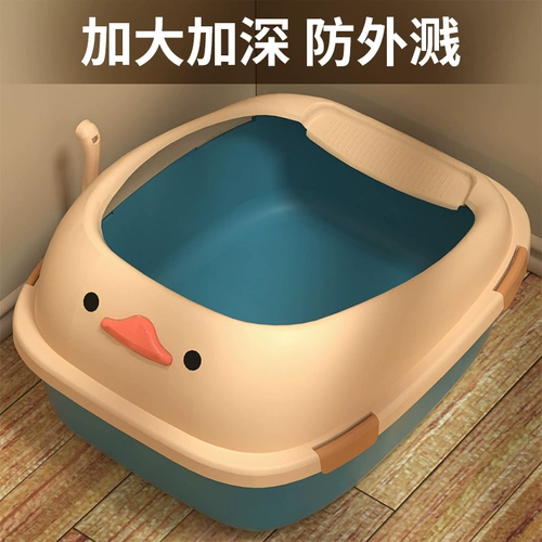 Кошачий песчаный горшок с полным масштабным супер -крупным молодым кошачьим песчаным бассейном Анти -экстернальный запрыскивание полузвековые туалетные принадлежности для кошек