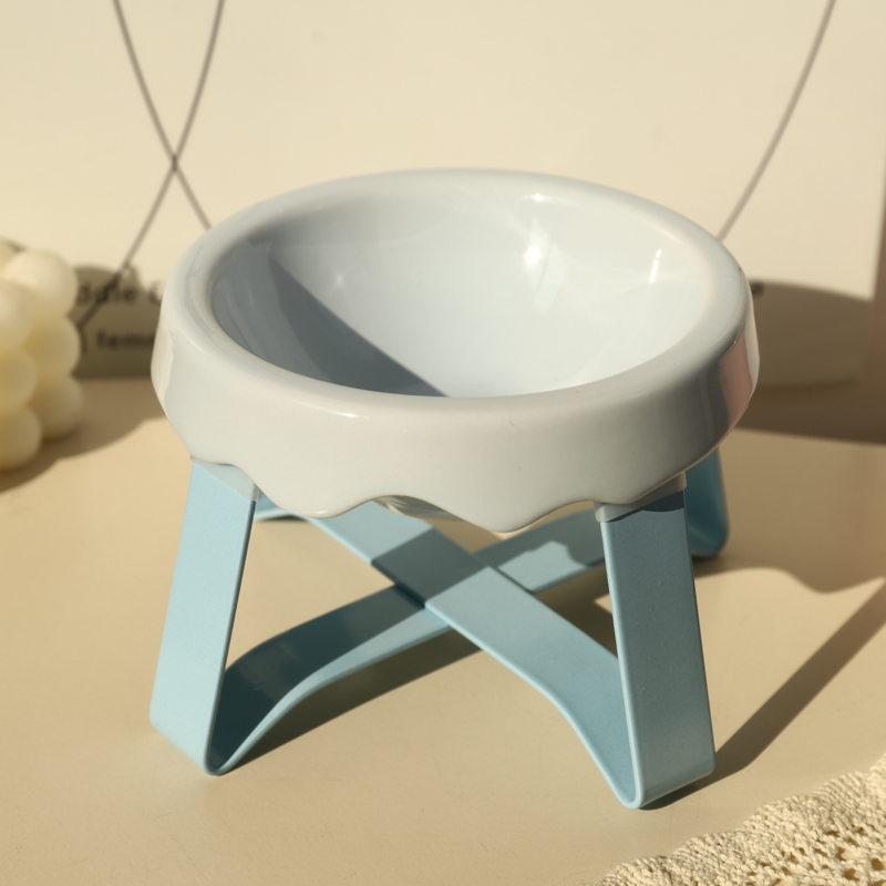 猫碗陶瓷高脚狗碗食盆吃饭喝水喂食碗保护颈椎碗架子防打翻猫粮碗
