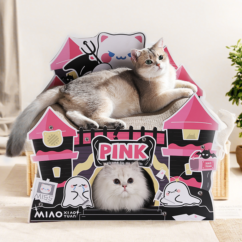 双层古堡猫抓板猫窝抓睡一体