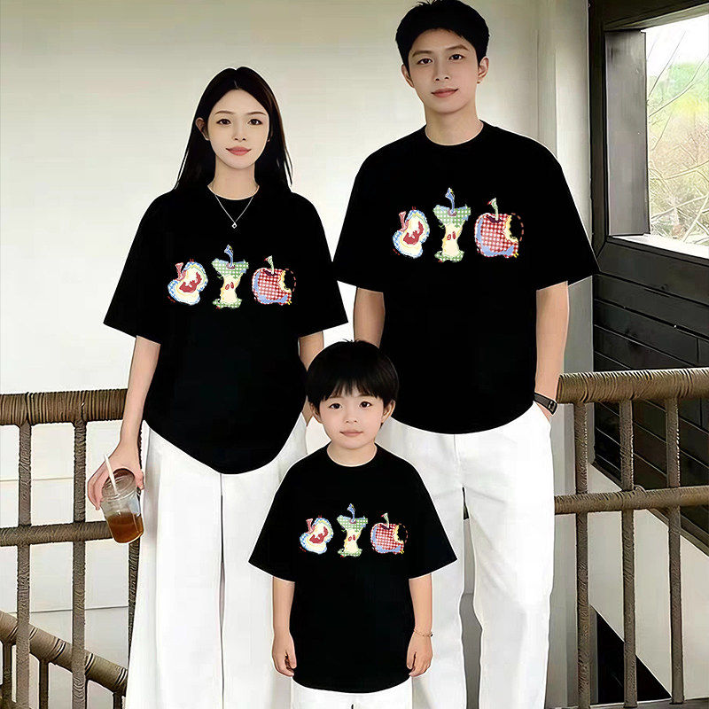 夏季亲子一家三四口短袖T恤