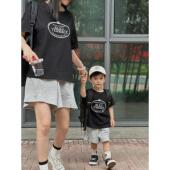 一家三口夏季 洋气休闲母女装 韩版 炸街亲子装 宽松T恤短袖 亲子装