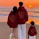 过年战袍班服 卫衣红色烟花母女款 新年亲子装 一家三四口高级感冬季