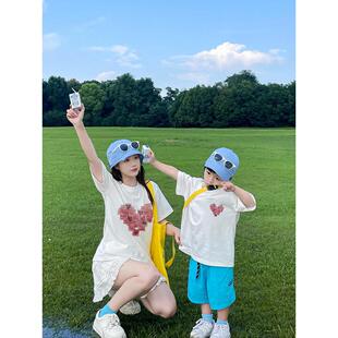 2026新款亲子装t恤一家三四口短袖夏季炸街高端母女款男童女童装