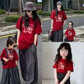 2026年亲子装 春夏宽松休闲全家福上衣 T恤母子中大童小马宝宝短袖