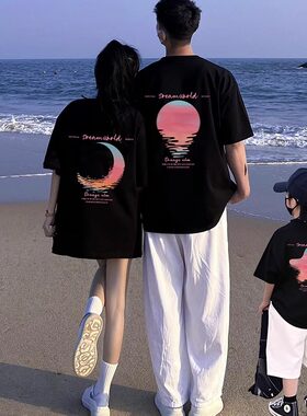 亲子装一家纯棉夏季短袖t恤衫