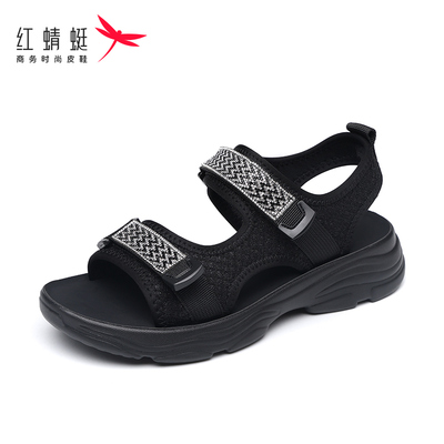 红蜻蜓平底轻便舒适女沙滩鞋软底