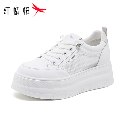 红蜻蜓女鞋内增高板鞋运动网面