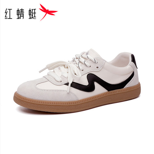 红蜻蜓拼色运动休闲德训阿甘女鞋