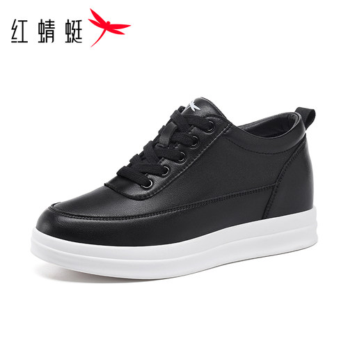 红蜻蜓内增高5cm厚底女鞋厚底黑